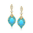 Turquoise and .80 ct. t.w. Apatite Drop Earrings with .25 ct. t.w. Diamonds in 14kt Yellow Gold