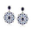2.40 ct. t.w. Sapphire and .40 ct. t.w. Diamond Drop Earrings in 14kt White Gold