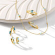 .40 ct. t.w. Swiss Blue Topaz and Diamond-Accented Huggie Hoop Earrings in 14kt Yellow Gold