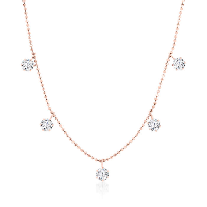 1.30 ct. t.w. Diamond Five-Stone Dangle Necklace in 18kt Rose Gold