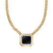 C. 1980 Vintage Onyx and 1.30 ct. t.w. Diamond Curb-Link Necklace in 14kt Yellow Gold