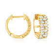 .58 ct. t.w. Baguette and Round Diamond Hoop Earrings in 14kt Yellow Gold