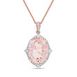 9.70 Carat Morganite Necklace with .24 ct. t.w. White Sapphires and .22 ct. t.w. Diamonds in 14kt Rose Gold