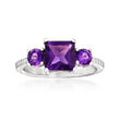 1.60 ct. t.w. Amethyst Ring with White Zircon Accents in Sterling Silver