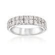 Henri Daussi 1.10 ct. t.w. Diamond Double Row Wedding Ring in 14kt White Gold