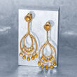 C. 1990 Vintage 9.00 ct. t.w. Citrine and 1.15 ct. t.w. Diamond Chandelier Earrings in 18kt Yellow Gold