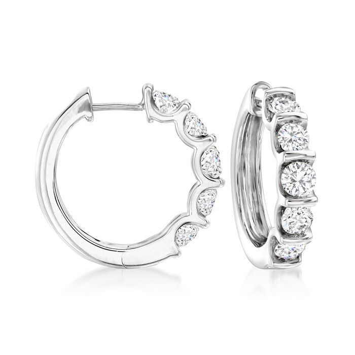 2.00 ct. t.w. Diamond Hoop Earrings in 14kt White Gold