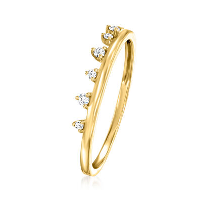 Diamond-Accented Spike Ring in 14kt Yellow Gold