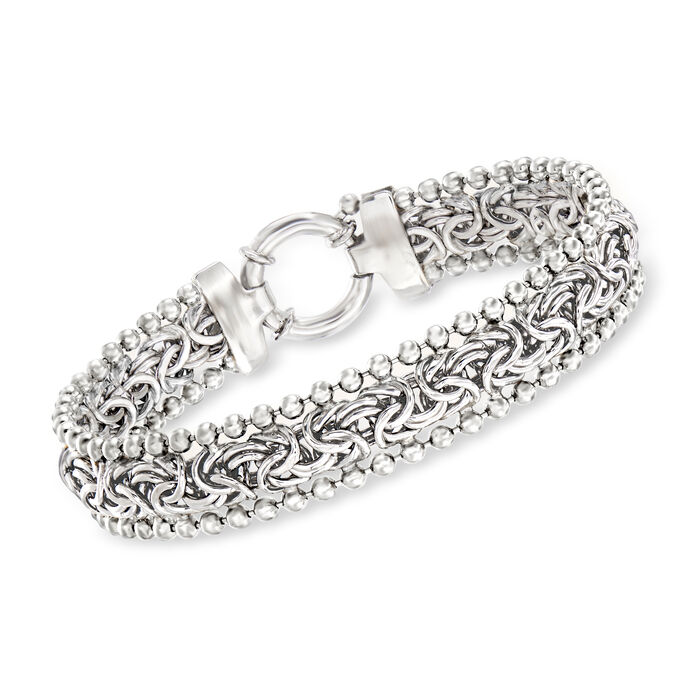 Sterling Silver Byzantine Beaded-Edge Bracelet