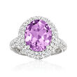4.00 Carat Amethyst Ring with 3.50 ct. t.w. White Topaz in Sterling Silver