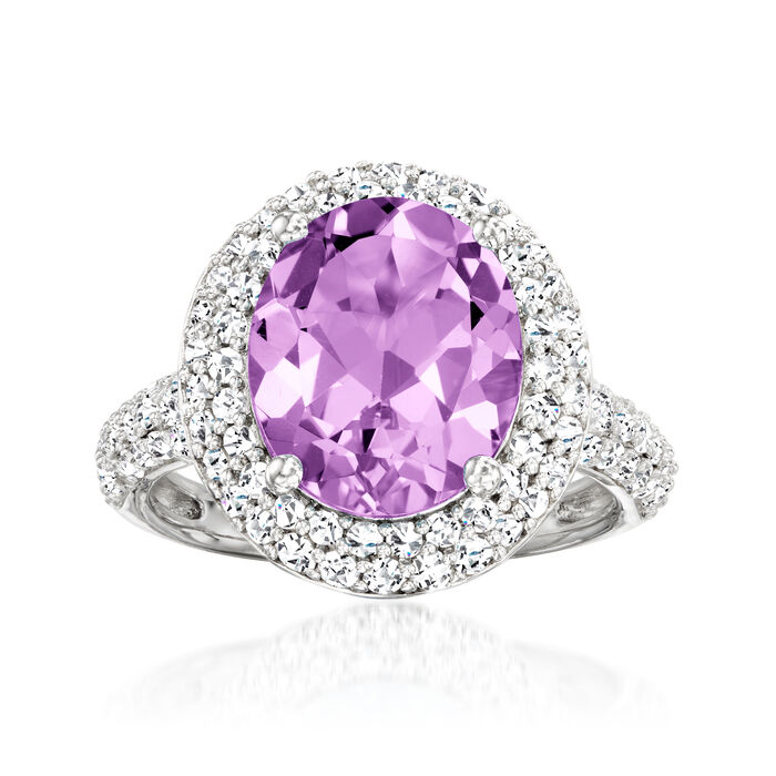 4.00 Carat Amethyst Ring with 3.50 ct. t.w. White Topaz in Sterling Silver