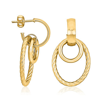 14kt Yellow Gold Double-Hoop Drop Earrings