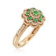 .14 ct. t.w. Emerald and .22 ct. t.w. Diamond Ring in 14kt Yellow Gold