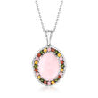 Pink Opal and .40 ct. t.w. Multicolored Tourmaline Pendant Necklace in Sterling Silver