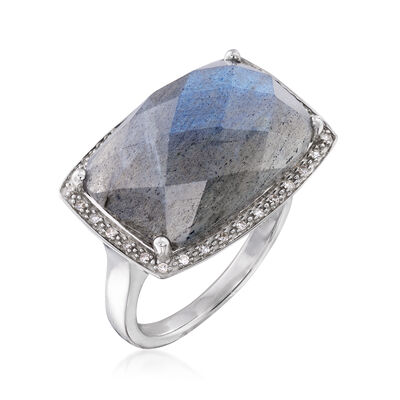 Labradorite and .10 ct. t.w. Diamond Ring in Sterling Silver