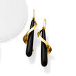 Black Onyx Spiral Drop Earrings in 14kt Yellow Gold