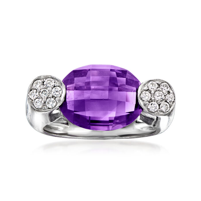 C. 2000 Vintage 6.50 Carat Amethyst Ring with .35 ct. t.w. Diamonds in 18kt White Gold
