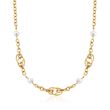 8-9mm Cultured Pearl and 14kt Gold Over Sterling Link Station Necklace