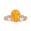 C. 2000 Vintage 1.60 Carat Citrine and .45 ct. t.w. Diamond Ring in 18kt Rose Gold
