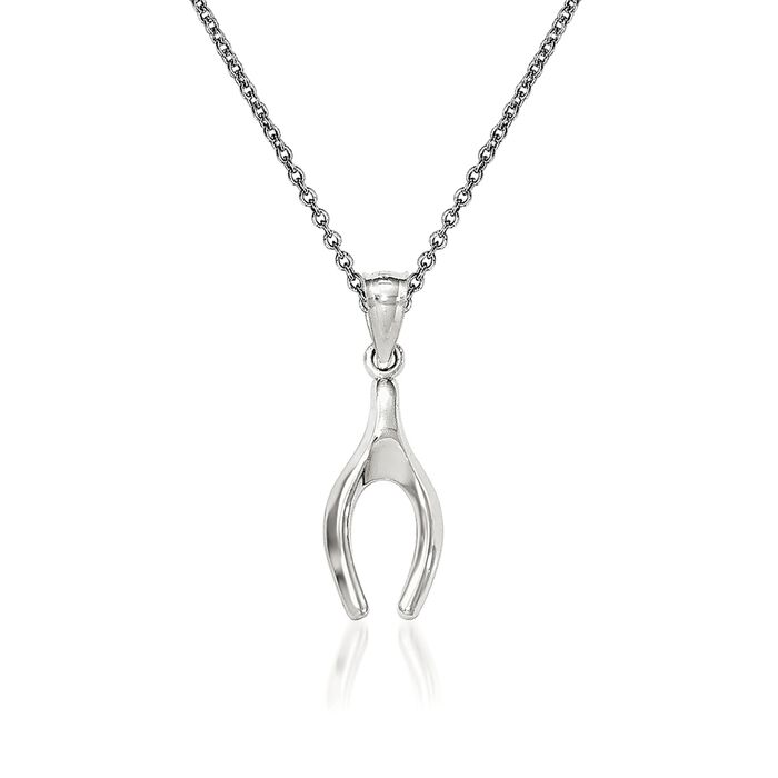 14kt White Gold Wishbone Pendant Necklace