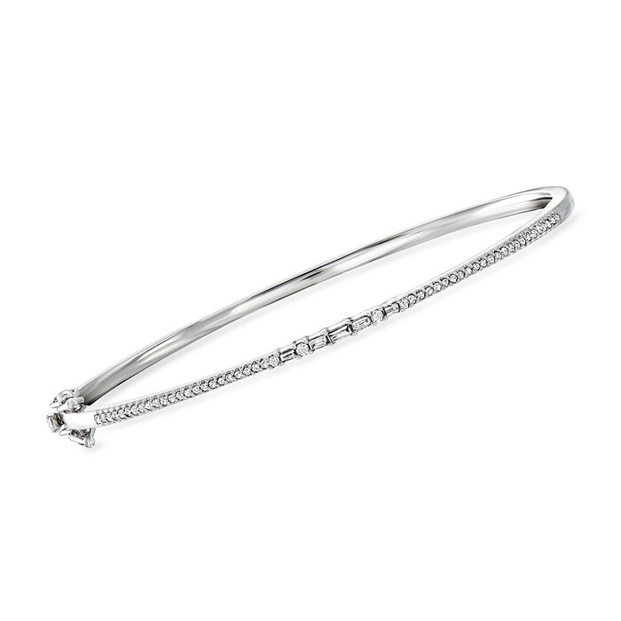 .25 ct. t.w. Baguette and Round Diamond Bangle Bracelet in Sterling Silver