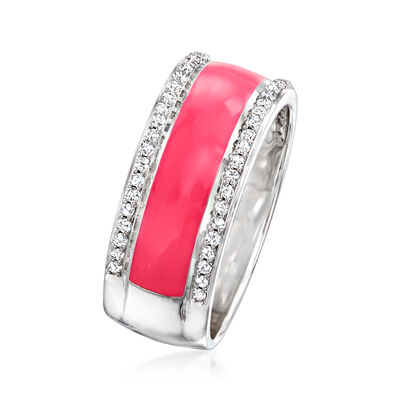 .30 ct. t.w. Diamond and Pink Enamel Ring in Sterling Silver