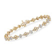 3.00 ct. t.w. Bezel-Set Diamond and Flower Bracelet in 14kt Yellow Gold