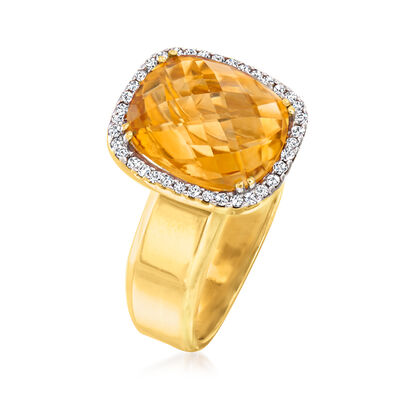 5.00 Carat Citrine and .20 ct. t.w. Diamond Ring in 14kt Yellow Gold