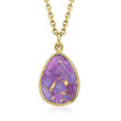 Purple Turquoise Jewelry Set: Pendant Necklace and Drop Earrings in 18kt Gold Over Sterling