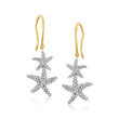 .30 ct. t.w. Diamond Starfish Drop Earrings in 18kt Gold Over Sterling