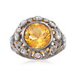 C. 1980 Vintage 3.25 Carat Citrine Ring with .40 ct. t.w. Diamonds in Sterling Silver and 18kt Yellow Gold