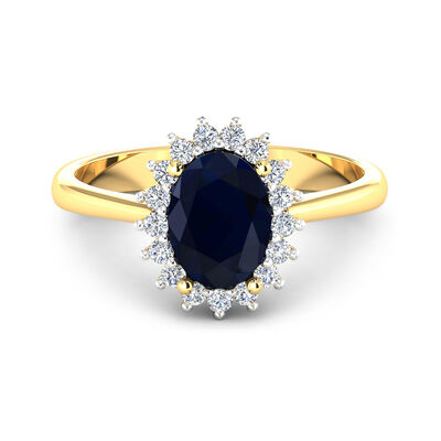2.10 Carat Sapphire and .22 ct. t.w. Diamond Ring in 14kt Yellow Gold