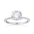 1.90 Carat Moissanite Solitaire and .11 ct. t.w. Diamond Engagement Ring in 14kt White Gold