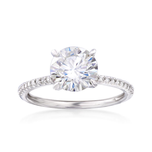 1.90 Carat Moissanite Solitaire and .11 ct. t.w. Diamond Engagement Ring in 14kt White Gold. #919992