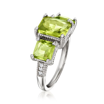 4.90 ct. t.w. Peridot Ring with .30 ct. t.w. White Zircon in Sterling Silver