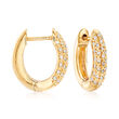 .25 ct. t.w. Pave Diamond Hoop Earrings in 18kt Gold Over Sterling