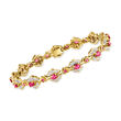 C. 1980 Vintage 3.25 ct. t.w. Ruby and 1.10 ct. t.w. Diamond Bracelet in 18kt Yellow Gold