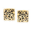 Italian Black Enamel Leopard-Print Earrings in 14kt Yellow Gold