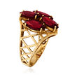 C. 1980 Vintage 4.40 ct. t.w. Garnet Cluster Ring in 10kt Yellow Gold