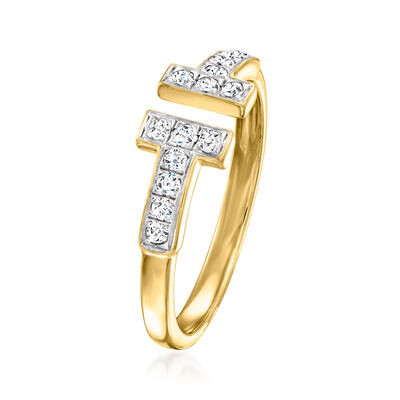 .25 ct. t.w. Diamond Bar Cuff Ring in 18kt Gold Over Sterling