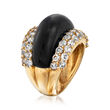 C. 2000 Vintage Black Onyx and 2.50 ct. t.w. White Topaz Ring in 14kt Yellow Gold