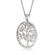 Diamond-Accented Tree of Life Pendant Necklace in Sterling Silver