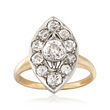 C. 1960 Vintage 1.45 ct. t.w. Diamond Navette Ring in 14kt Yellow Gold