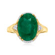 4.80 Carat Emerald Ring with Diamond Accents in 18kt Gold Over Sterling