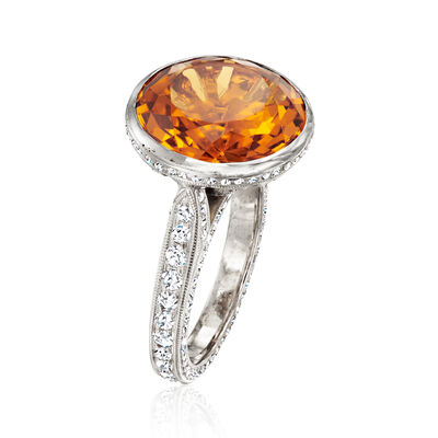 C. 2000 Vintage 9.25 Carat Citrine and 2.25 ct. t.w. Diamond Ring in 18kt White Gold