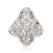 C. 1920 Vintage .58 ct. t.w. Diamond Navette Ring in Platinum