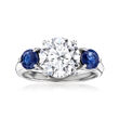 3.00 Carat Lab-Grown Diamond Ring with 1.30 ct. t.w. Sapphires in 14kt White Gold
