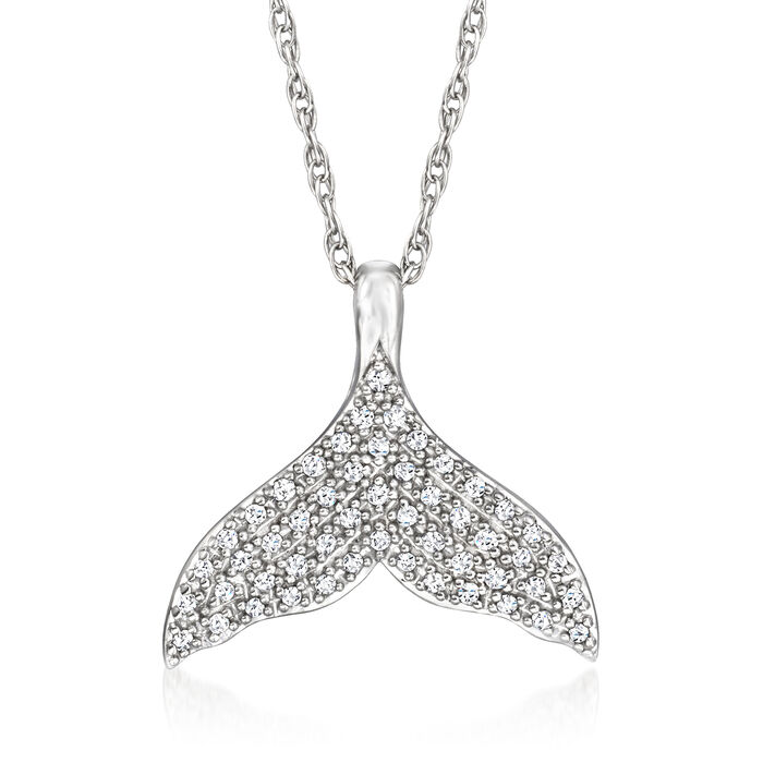 .15 ct. t.w. Diamond Whale Tale Pendant Necklace in Sterling Silver