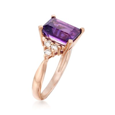 3.00 Carat Amethyst and .24 ct. t.w. Diamond Ring in 14kt Rose Gold