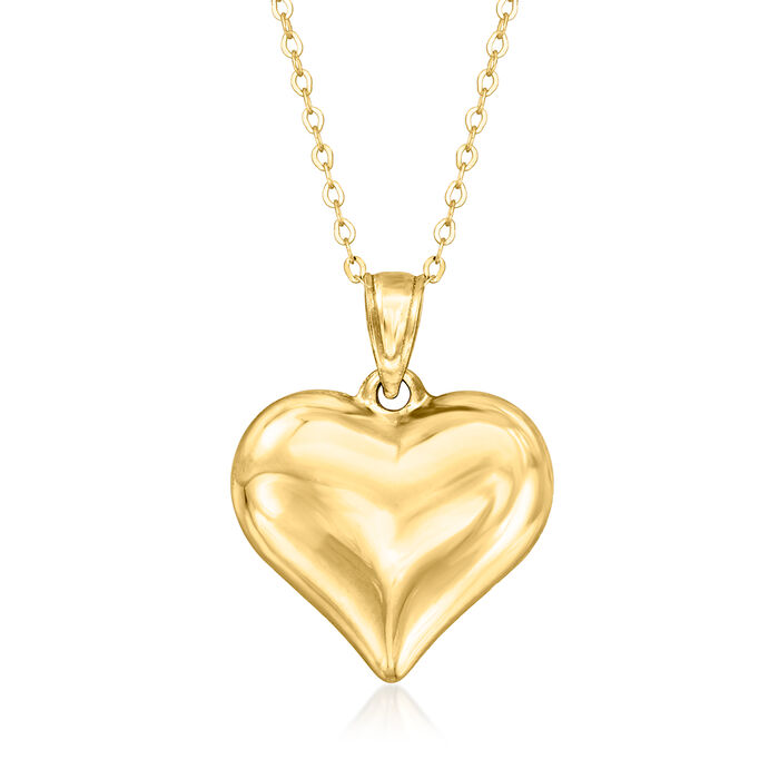 10kt Yellow Gold Puffed Heart Pendant Necklace